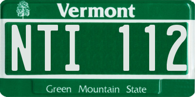 VT license plate NTI112