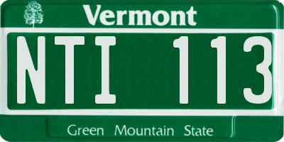 VT license plate NTI113
