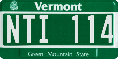 VT license plate NTI114