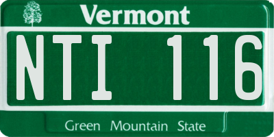VT license plate NTI116