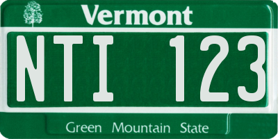 VT license plate NTI123