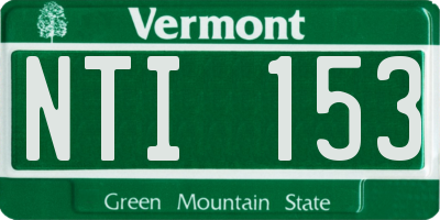 VT license plate NTI153