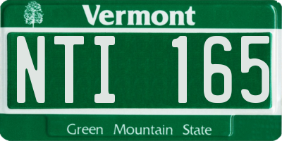 VT license plate NTI165