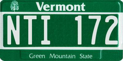 VT license plate NTI172
