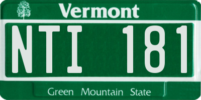 VT license plate NTI181