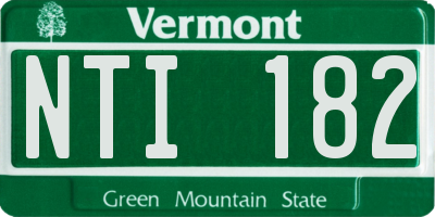 VT license plate NTI182