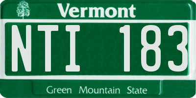 VT license plate NTI183