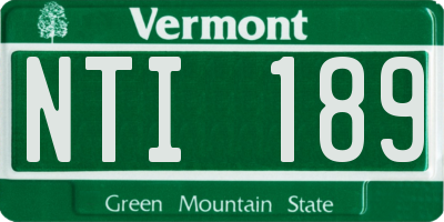 VT license plate NTI189
