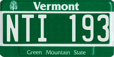 VT license plate NTI193