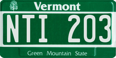 VT license plate NTI203
