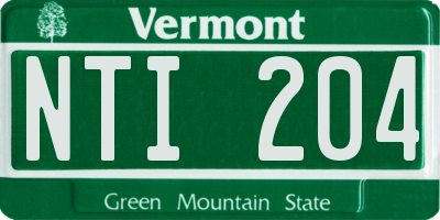 VT license plate NTI204