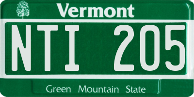 VT license plate NTI205