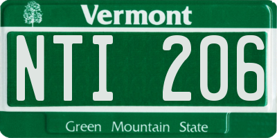 VT license plate NTI206