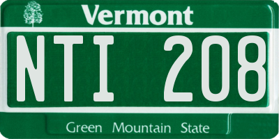 VT license plate NTI208
