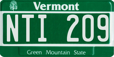 VT license plate NTI209