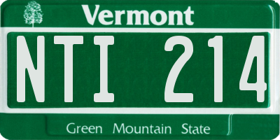VT license plate NTI214