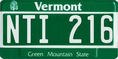 VT license plate NTI216