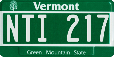 VT license plate NTI217