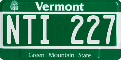 VT license plate NTI227