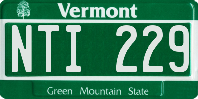VT license plate NTI229