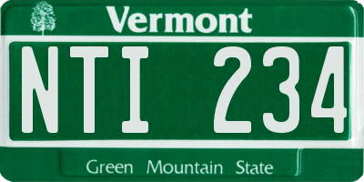 VT license plate NTI234