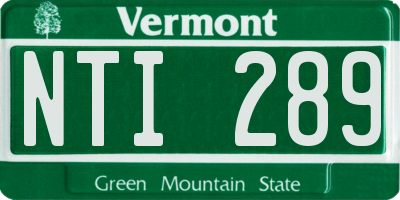 VT license plate NTI289