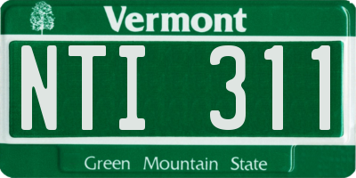 VT license plate NTI311
