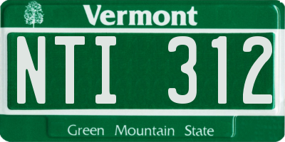 VT license plate NTI312
