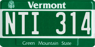 VT license plate NTI314