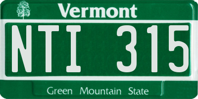 VT license plate NTI315