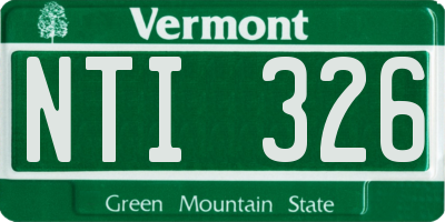 VT license plate NTI326
