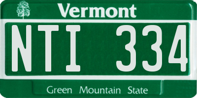 VT license plate NTI334