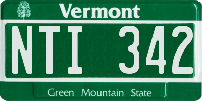 VT license plate NTI342