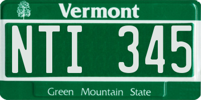 VT license plate NTI345