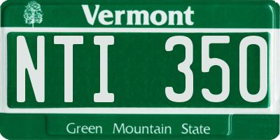 VT license plate NTI350