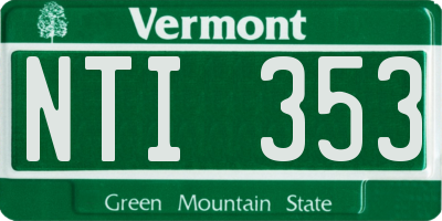 VT license plate NTI353