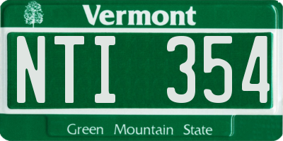 VT license plate NTI354