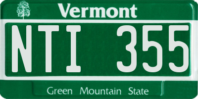 VT license plate NTI355