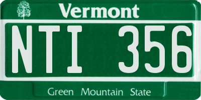 VT license plate NTI356