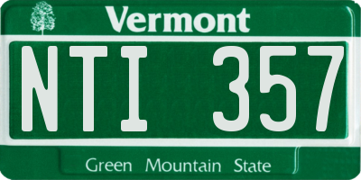 VT license plate NTI357