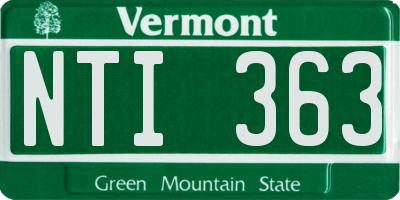 VT license plate NTI363