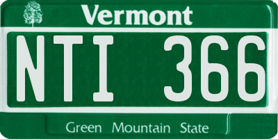 VT license plate NTI366