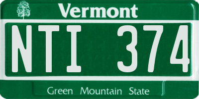 VT license plate NTI374