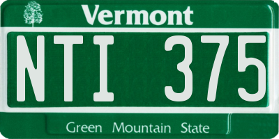 VT license plate NTI375