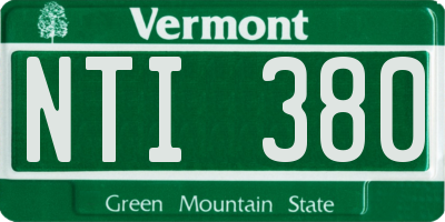VT license plate NTI380