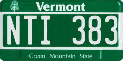 VT license plate NTI383