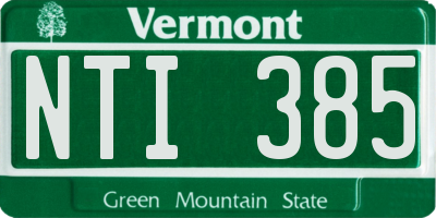 VT license plate NTI385