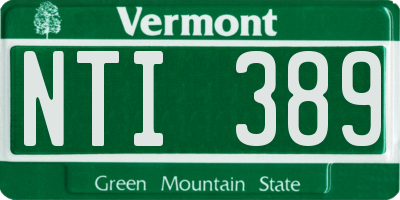VT license plate NTI389