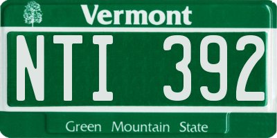 VT license plate NTI392
