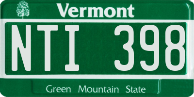 VT license plate NTI398
